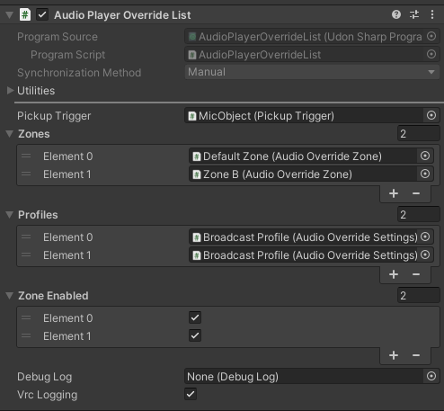 Example 1 - Mic - Audio Player Override List