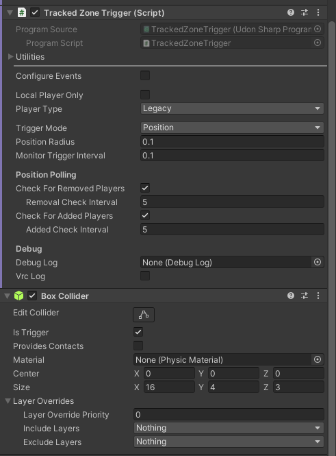 Tracked Zone Trigger Settings